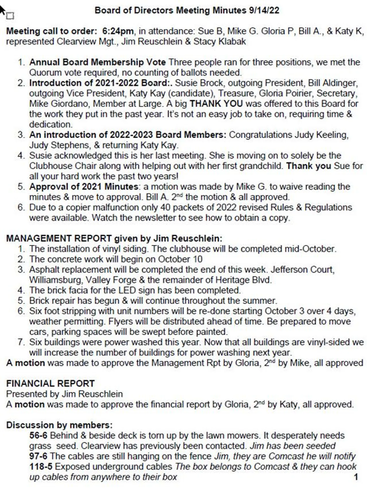 Meeting minutes document with text details. Meeting minutes document with text details.
